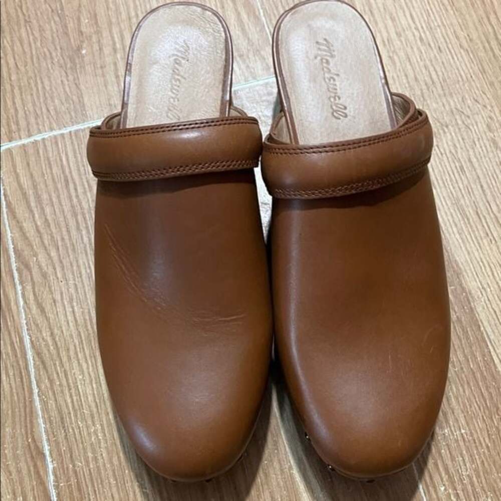 Madewell Cecily Clog in Cognac Oiled Leather 9.5